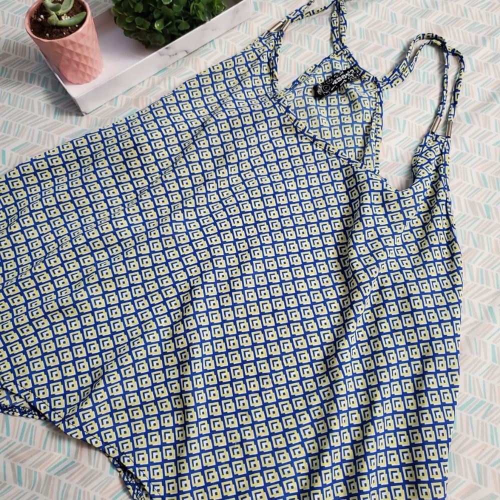 Fresh White, Yellow and Blue Blouse
